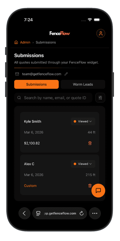 Submissions mobile screenshot